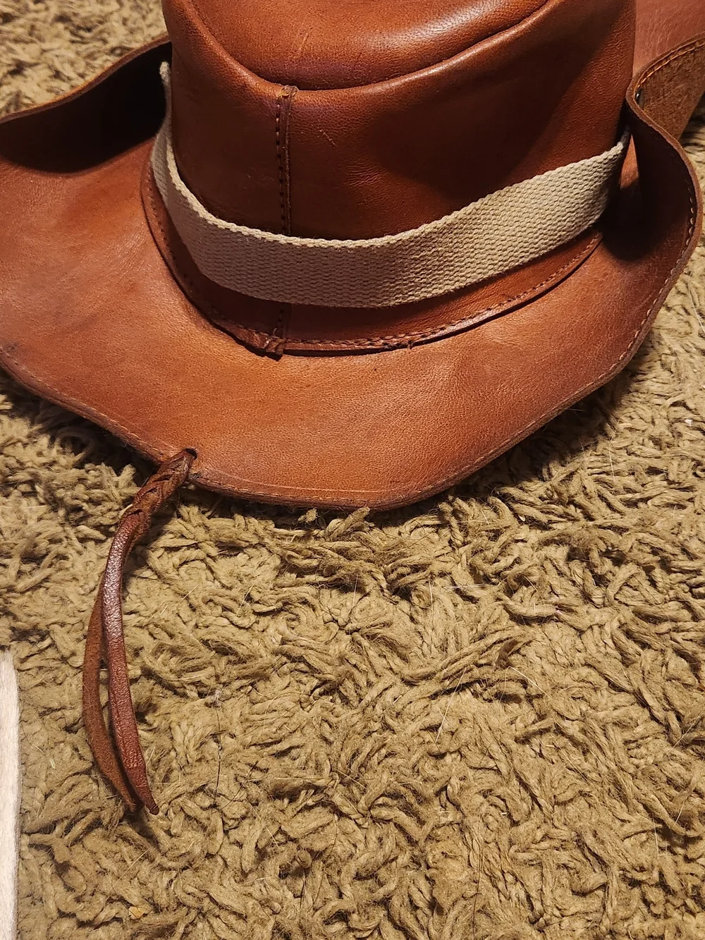Source Unknown Brown Leather Kids Cowboy Hat